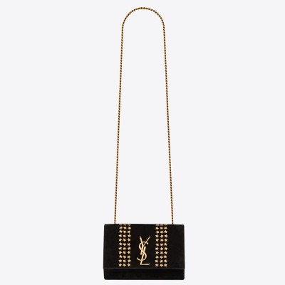 Saint Laurent Kate Small Bag In Black Suede With Star Studs LDBS245115