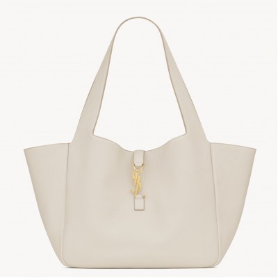 Saint Laurent LE 5 A 7 Bea Tote Bag in White Grained Leather LDBS245143