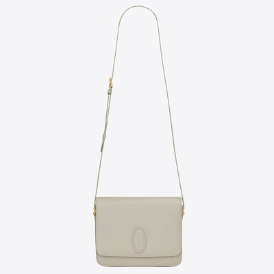 Saint Laurent LE 61 Medium Saddle Bag In White Leather LDBS245161