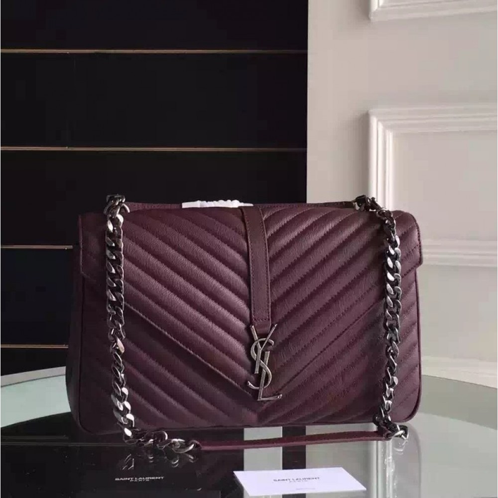 Saint Laurent Large Bordeaux College Shoulder Bag LDBS245117