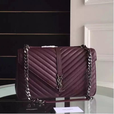 Saint Laurent Large Bordeaux College Shoulder Bag LDBS245117