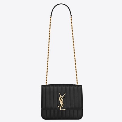 Saint Laurent Large Vicky Bag In Black Lambskin LDBS245131