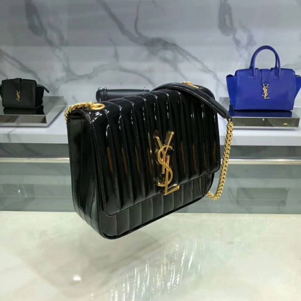 Saint Laurent Large Vicky Bag In Black Patent Leather LDBS245132