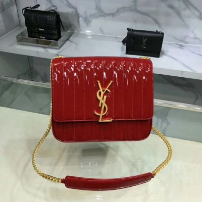 Saint Laurent Large Vicky Bag In Red Patent Leather LDBS245133