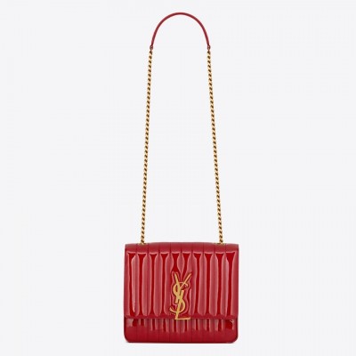 Saint Laurent Large Vicky Bag In Red Patent Leather LDBS245133