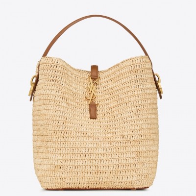 Saint Laurent Le 37 Bucket Bag in Natural Woven Raffia LDBS245135