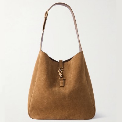 Saint Laurent Le 5 a 7 Supple Large Hobo Bag in Brown Suede Leather LDBS245154