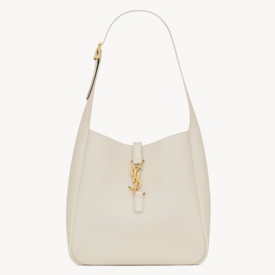 Saint Laurent Le 5 a 7 Supple Small Hobo Bag in White Leather LDBS245157