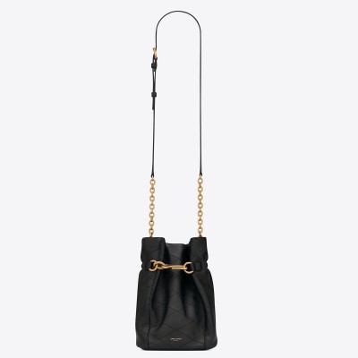 Saint Laurent Le Maillon Hook Bucket Bag In Black Lambskin LDBS245166