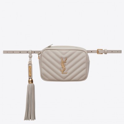 Saint Laurent Lou Belt Bag In Blanc Matelasse Leather LDBS245176