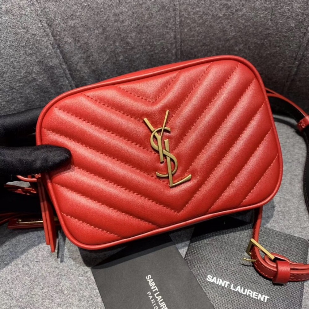 Saint Laurent Lou Belt Bag In Red Matelasse Leather LDBS245178