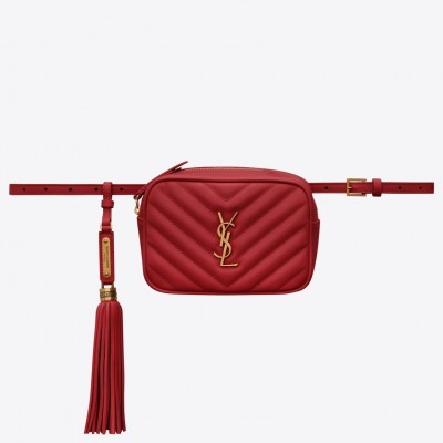 Saint Laurent Lou Belt Bag In Red Matelasse Leather LDBS245178