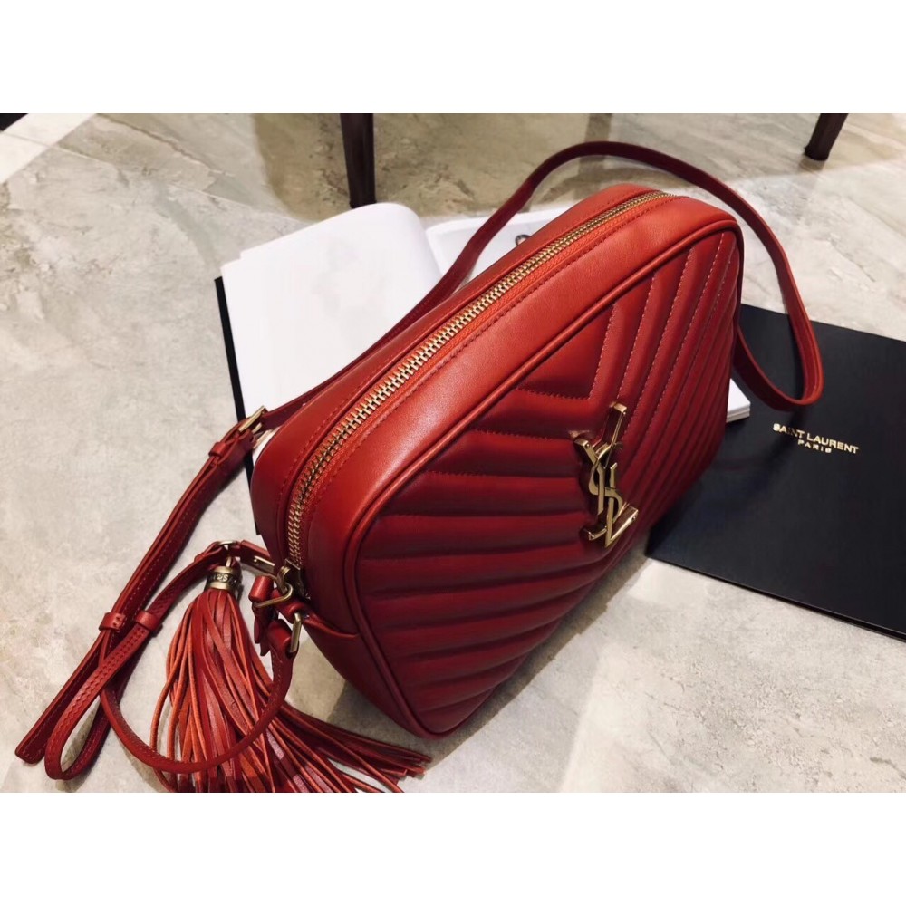 Saint Laurent Lou Camera Bag In Red Matelasse Leather LDBS245185