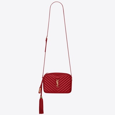 Saint Laurent Lou Camera Bag In Red Matelasse Leather LDBS245185