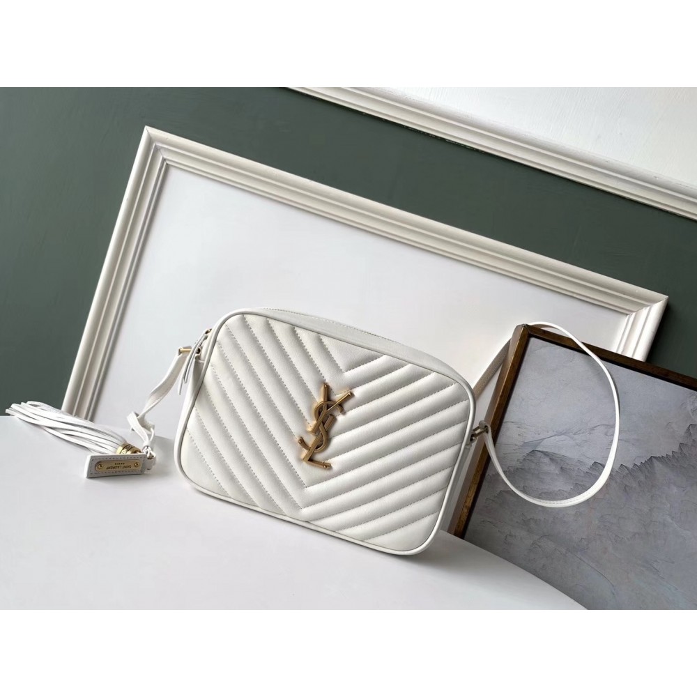 Saint Laurent Lou Camera Bag In White Leather LDBS245186