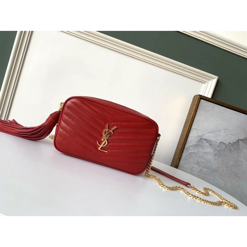 Saint Laurent Lou Mini Bag In Red Grained Leather LDBS245221