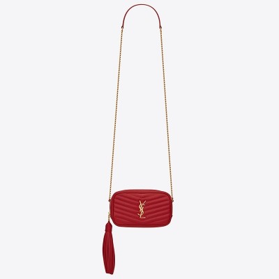 Saint Laurent Lou Mini Bag In Red Grained Leather LDBS245221