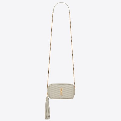 Saint Laurent Lou Mini Bag In White Grained Leather LDBS245222