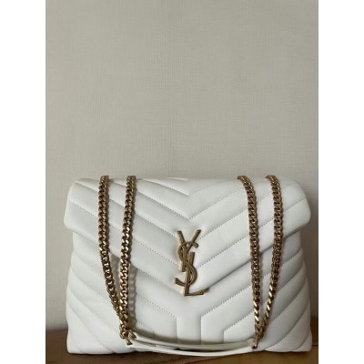 Saint Laurent Loulou Medium Bag In White Matelasse Leather LDBS245192