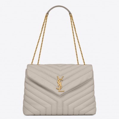 Saint Laurent Loulou Medium Bag In White Matelasse Leather LDBS245192