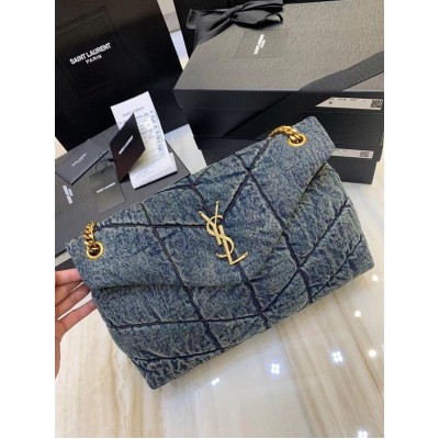 Saint Laurent Loulou Puffer Medium Bag In Vintage Denim LDBS245197