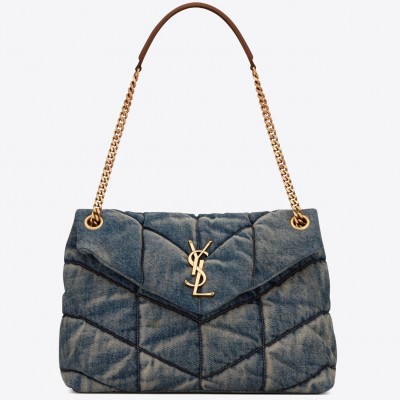 Saint Laurent Loulou Puffer Medium Bag In Vintage Denim LDBS245197