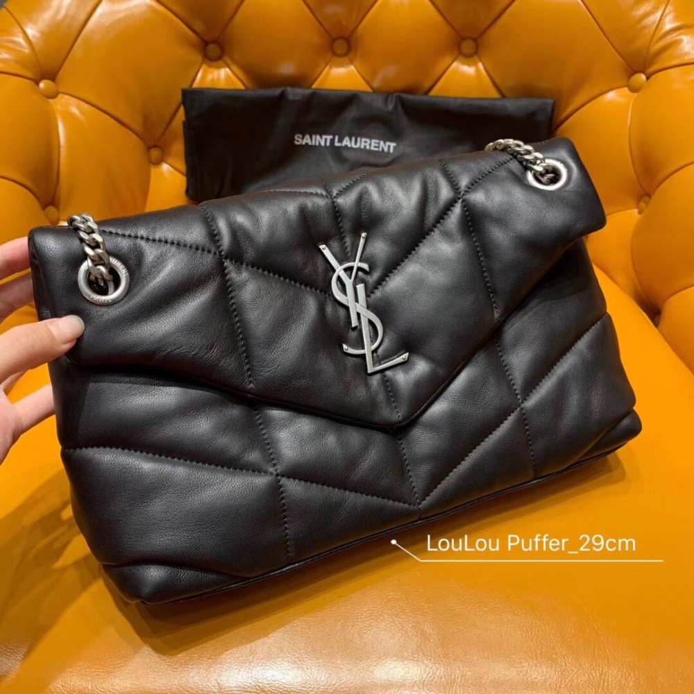 Saint Laurent Loulou Puffer Small Bag In Black Lambskin LDBS245200