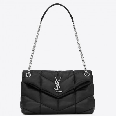 Saint Laurent Loulou Puffer Small Bag In Black Lambskin LDBS245200