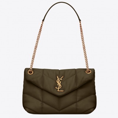 Saint Laurent Loulou Puffer Small Bag In Green Lambskin LDBS245202