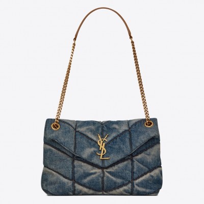 Saint Laurent Loulou Puffer Small Bag In Quilted Vintage Denim LDBS245203