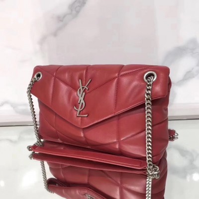 Saint Laurent Loulou Puffer Small Bag In Red Lambskin LDBS245204