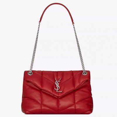 Saint Laurent Loulou Puffer Small Bag In Red Lambskin LDBS245204