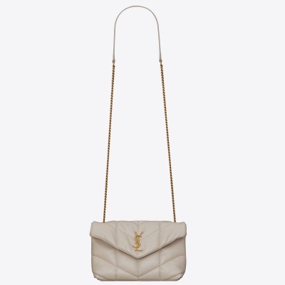 Saint Laurent Loulou Puffer Toy Bag In White Lambskin LDBS245208