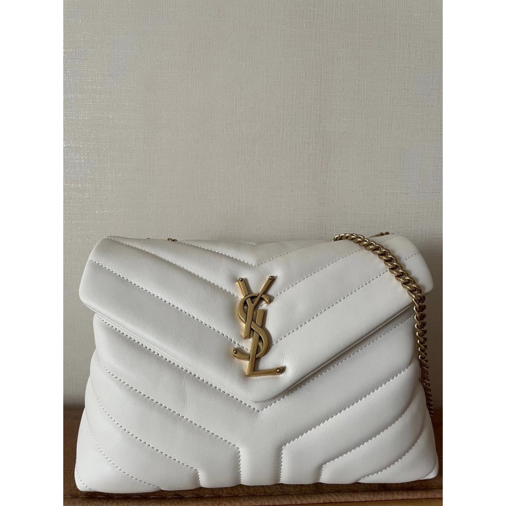 Saint Laurent Loulou Small Bag In White Matelasse Leather LDBS245217