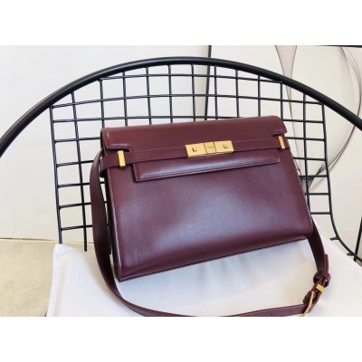 Saint Laurent Manhattan Baguette Bag In Bordeaux Leather LDBS245224