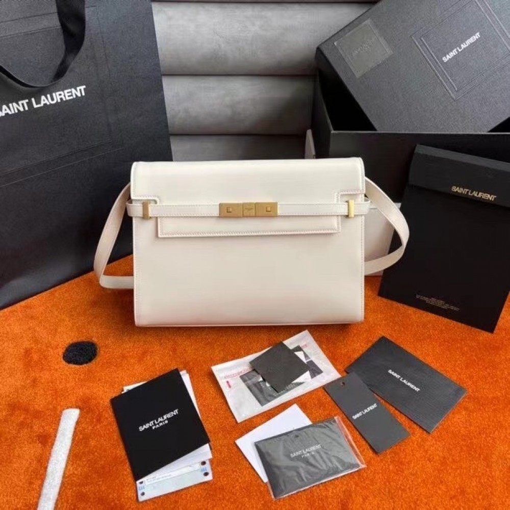 Saint Laurent Manhattan Baguette Bag In White Calfskin LDBS245225