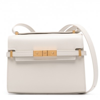 Saint Laurent Manhattan Mini Shoulder Bag in White Calfskin LDBS245228