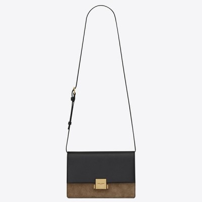 Saint Laurent Medium Bellechasse Bag In Black Leather And Taupe Suede LDBS245236