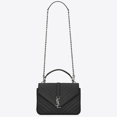 Saint Laurent Medium College Bag In Black Goatskin Leather LDBS245237