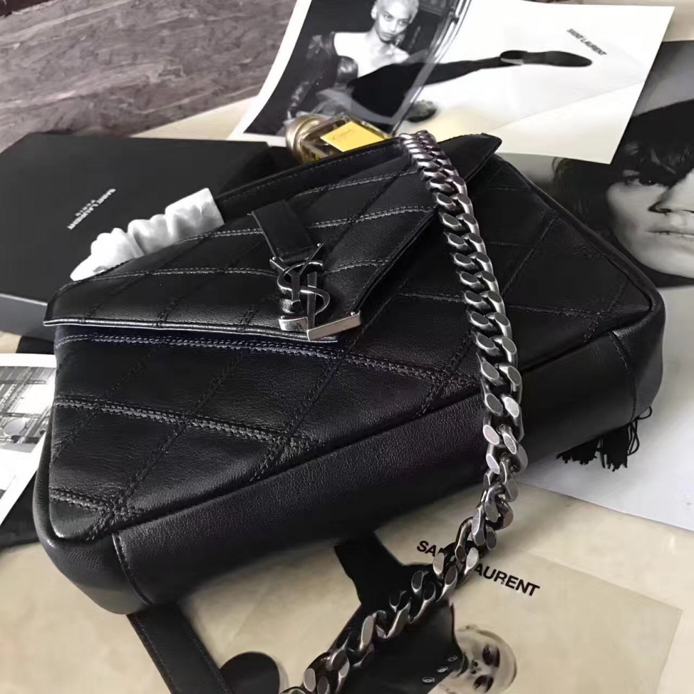 Saint Laurent Medium College Bag In Black Matelasse Leather LDBS245238