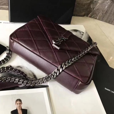 Saint Laurent Medium College Bag In Bordeaux Matelasse Leather LDBS245241