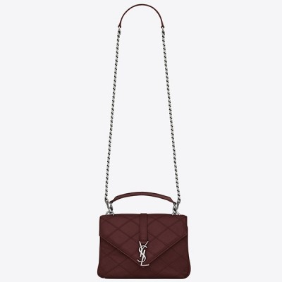 Saint Laurent Medium College Bag In Bordeaux Matelasse Leather LDBS245241