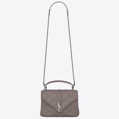 Saint Laurent Medium College Bag In Grey Matelasse Leather LDBS245242