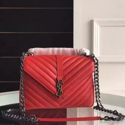 Saint Laurent Medium College Bag In Red Goatskin Leather LDBS245243