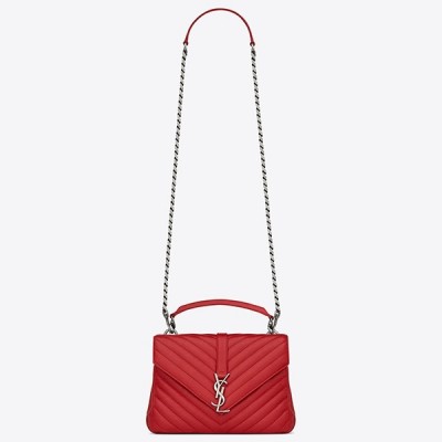 Saint Laurent Medium College Bag In Red Goatskin Leather LDBS245243