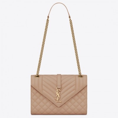 Saint Laurent Medium Envelope Bag In Beige Grained Leather LDBS245246