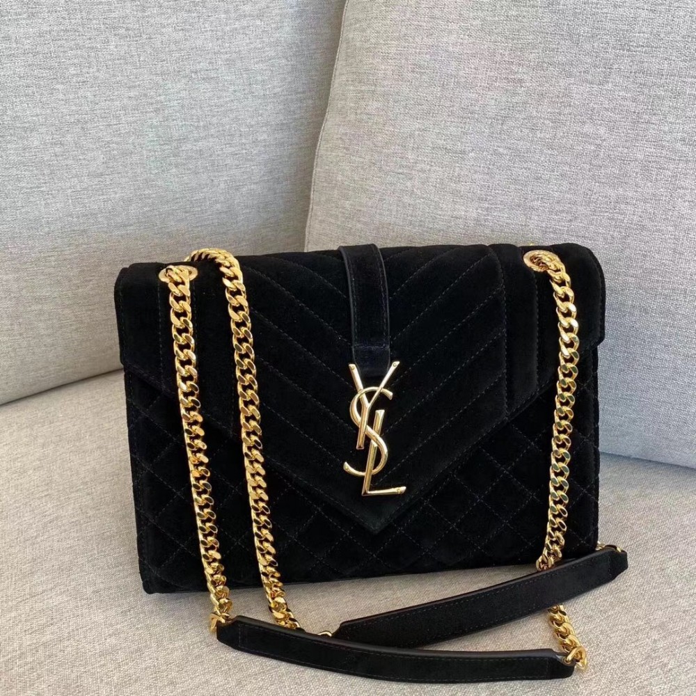 Saint Laurent Medium Envelope Bag In Black Suede LDBS245248