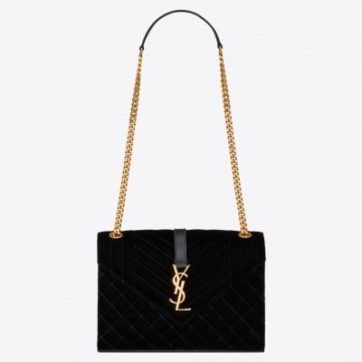 Saint Laurent Medium Envelope Bag In Black Suede LDBS245248