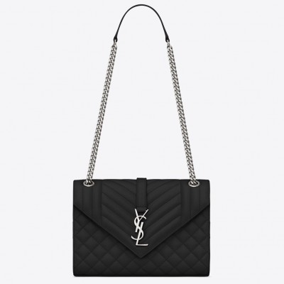 Saint Laurent Medium Envelope Bag In Noir Grained Leather LDBS245253