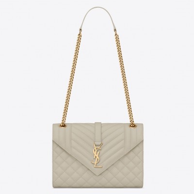 Saint Laurent Medium Envelope Bag In White Grained Leather LDBS245254